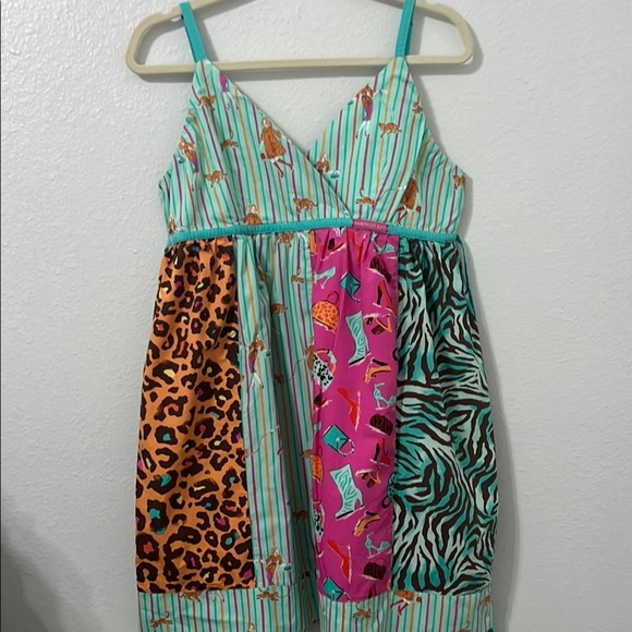 RAINFOREST CAFE Colorful Patchwork Sundress L - Picture 4 of 5
